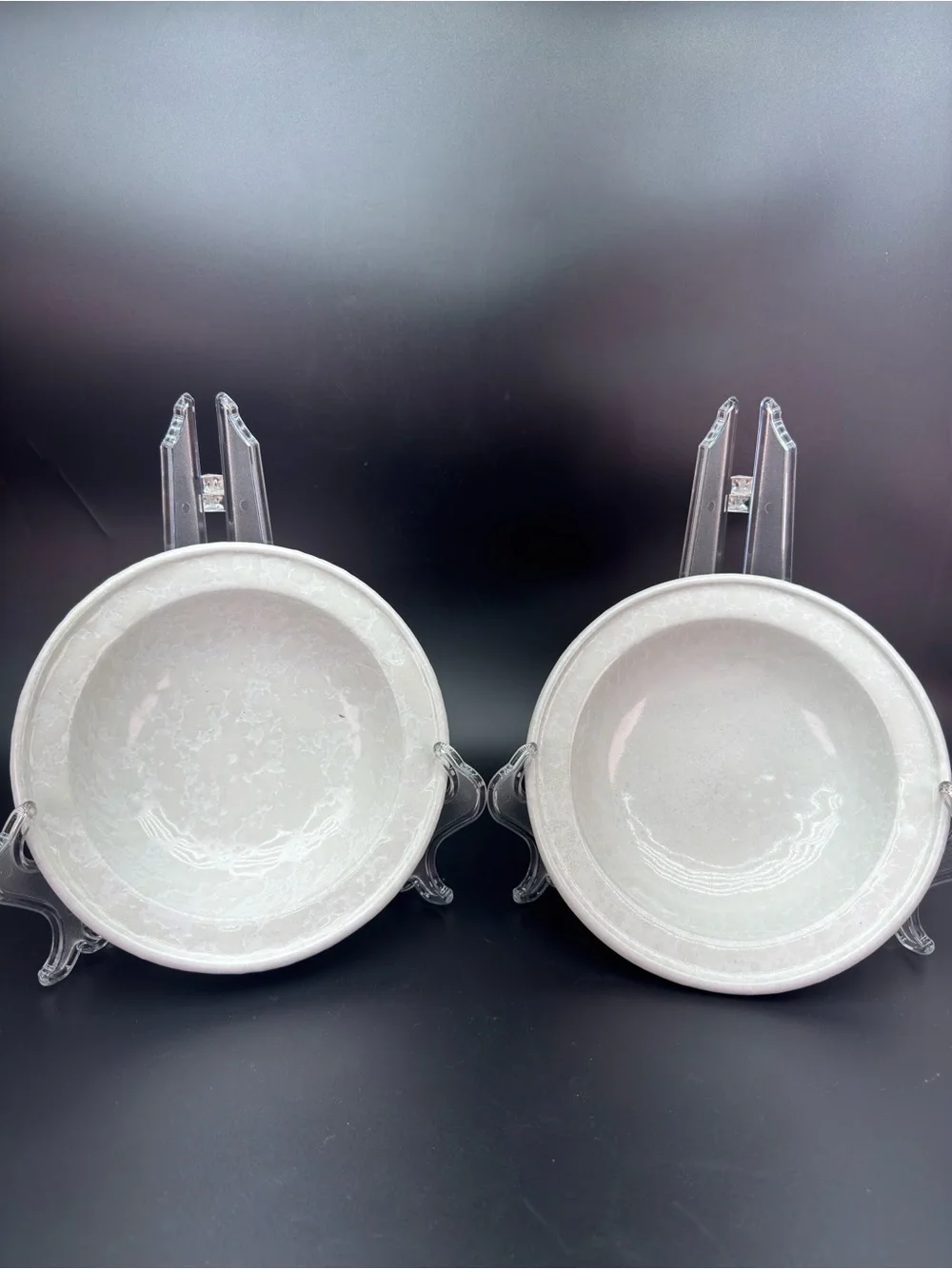 Bennington Pottery White Cream Spongeware Bowls